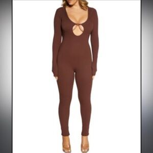 Naked Wardrobe The Hole'd Down Jumpsuit in BLACK size Small